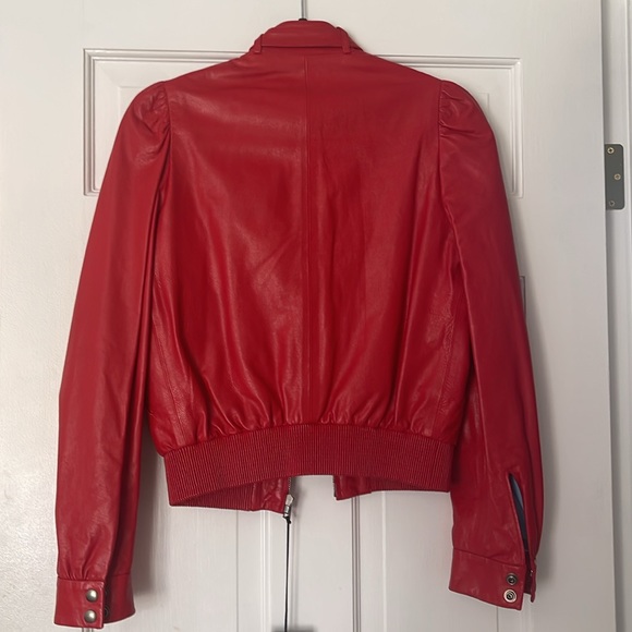 Gucci - Authentic 💥 Red Leather Gucci Jacket Pink Accent - Picture 8 of 8